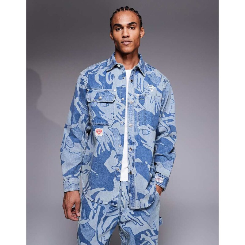 Aape by A Bathing Ape long sleeve denim shirt co-ord in blue