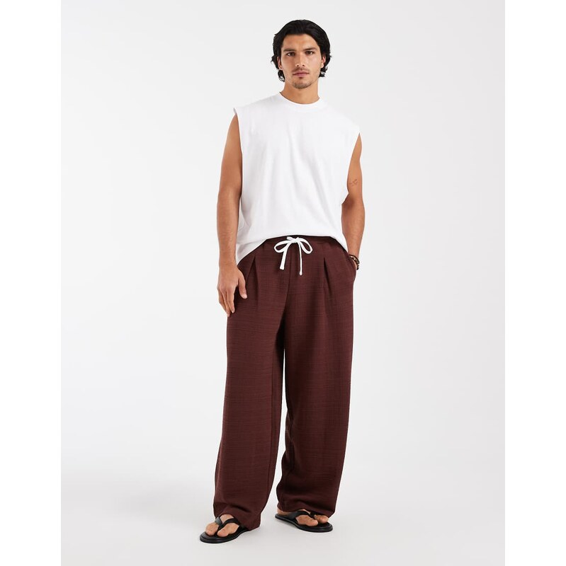 ASOS DESIGN oversized textured balloon jogger in brown