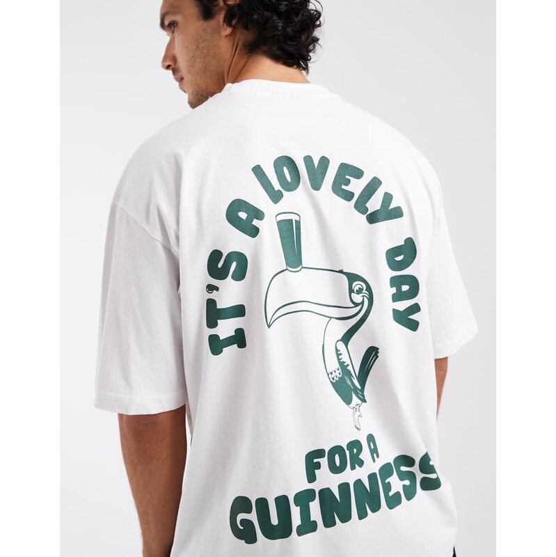 ASOS DESIGN oversized tee with Guinness print in White