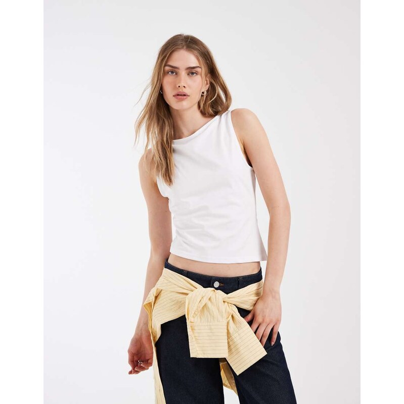 ASOS DESIGN cotton tank top with asymmetric hem in white