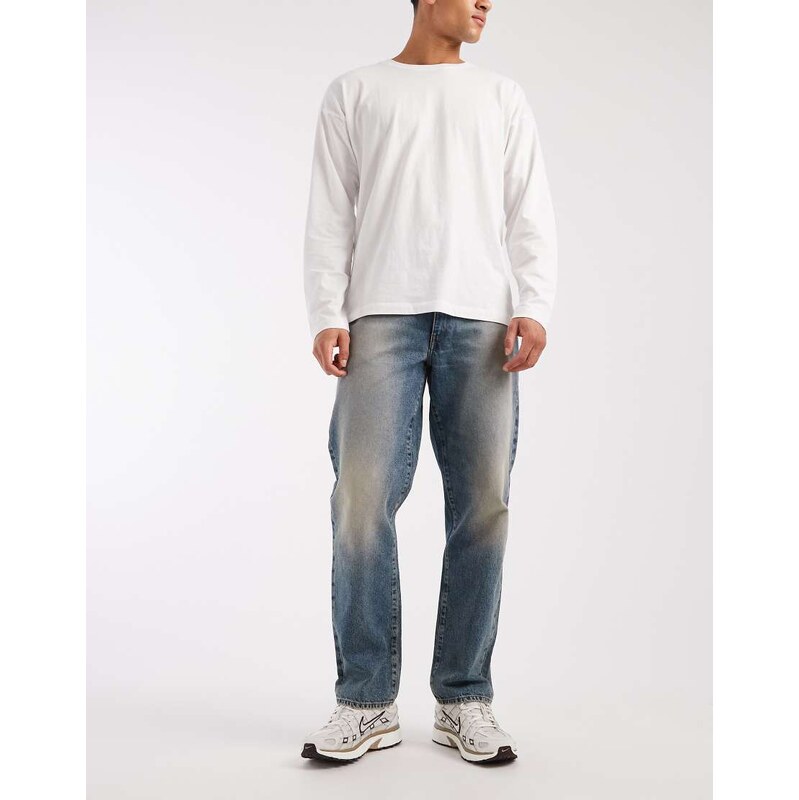ASOS DESIGN straight jeans in mid wash blue