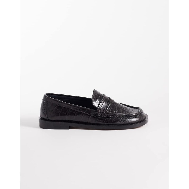 Pompeii UK Pompeii vega form loafers in dark brown croc embossed