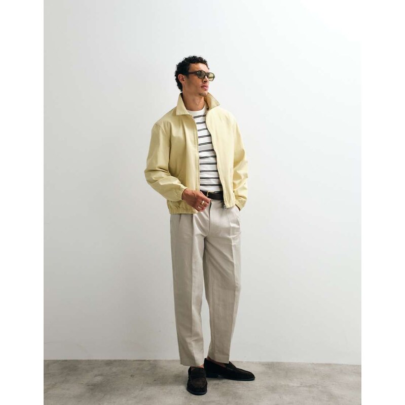 ASOS DESIGN linen rich smart oversized tapered pleated trousers