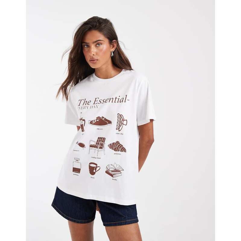 ASOS DESIGN regular fit tee with the essentials graphic in white