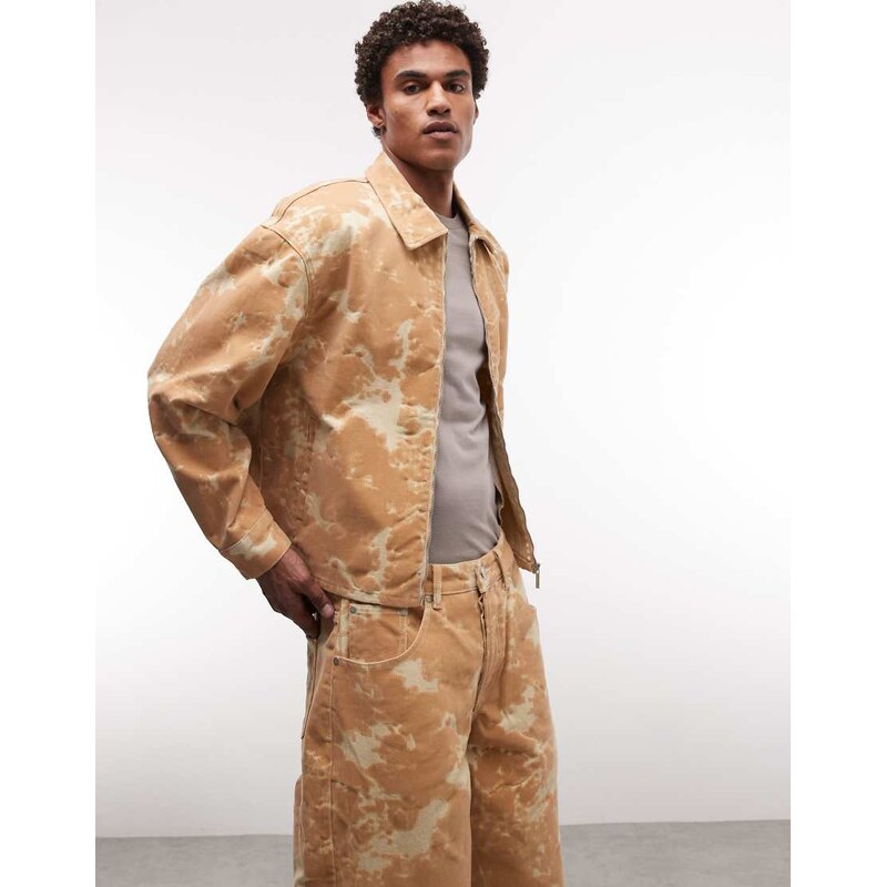 Liquor N Poker textured velor denim jacket co-ord in beige