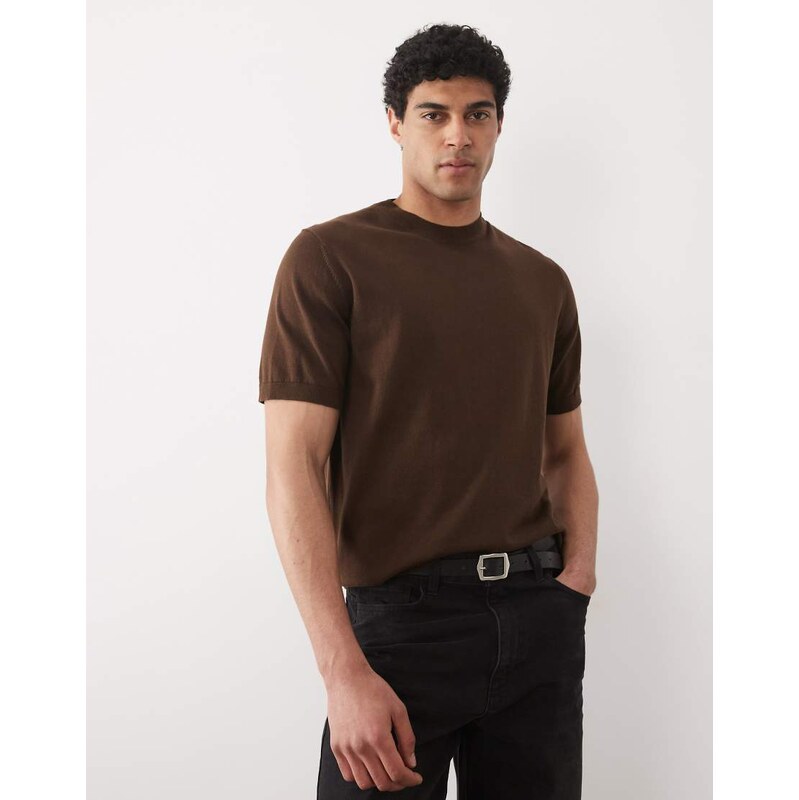 ASOS DESIGN Essential relaxed fine-knit crew-neck in brown
