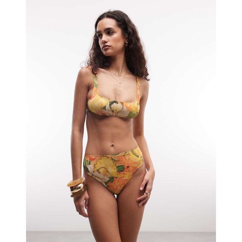 ASOS DESIGN Pia papaya Azores high leg high waist bikini bottom