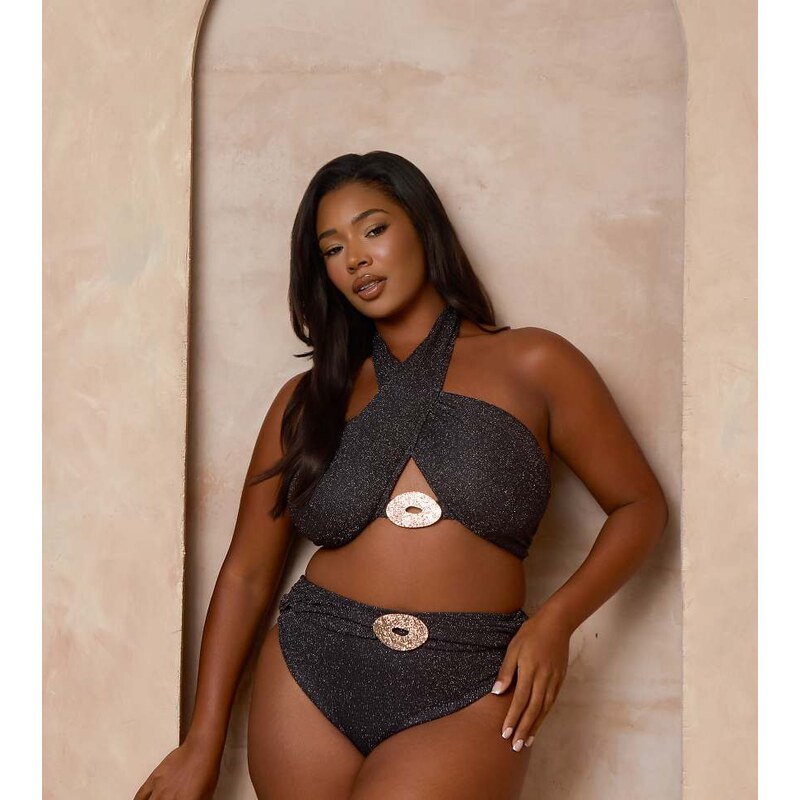 Moda Minx Curve X Alessa Tyrrell-Charles glitter wrap bikini