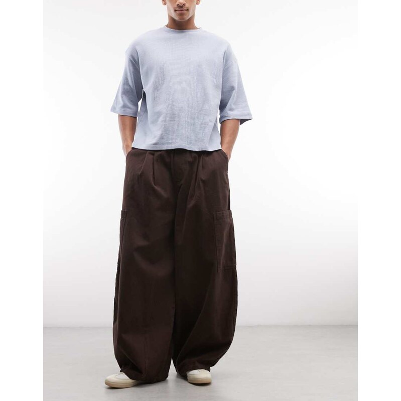 COLLUSION cargo trouser in brown-Green