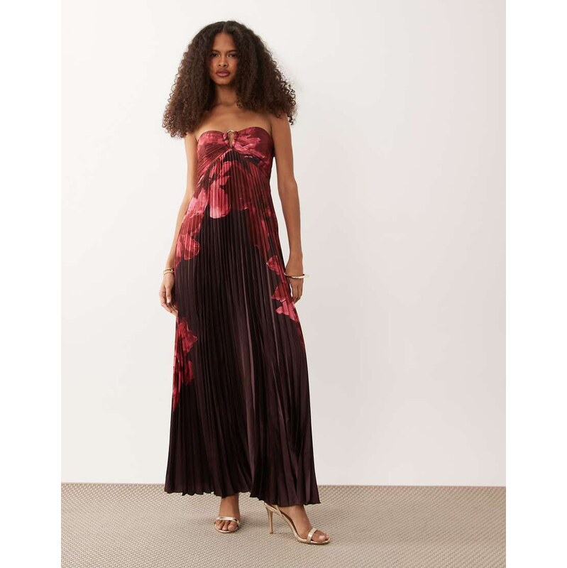 Abercrombie & Fitch strapless plisse maxi dress with scarf