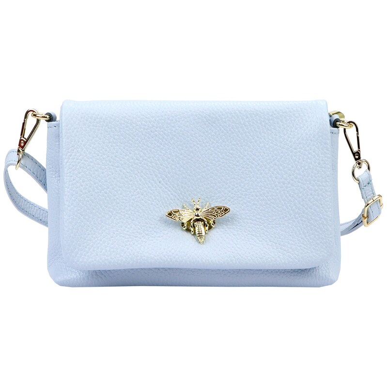 Kožená crossbody kabelka Luka 26-117 Bz světle modrá