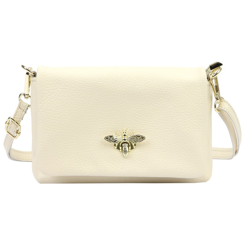 Kožená crossbody kabelka Luka 26-117 Bz krémová