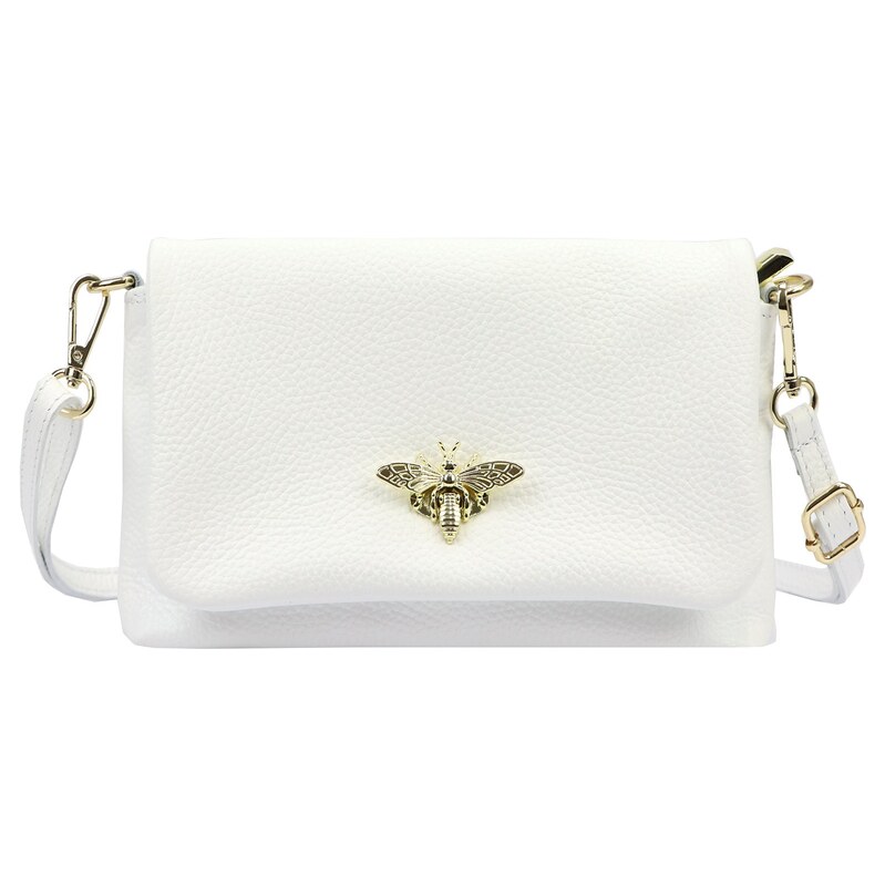 Kožená crossbody kabelka Luka 26-117 Bz bílá
