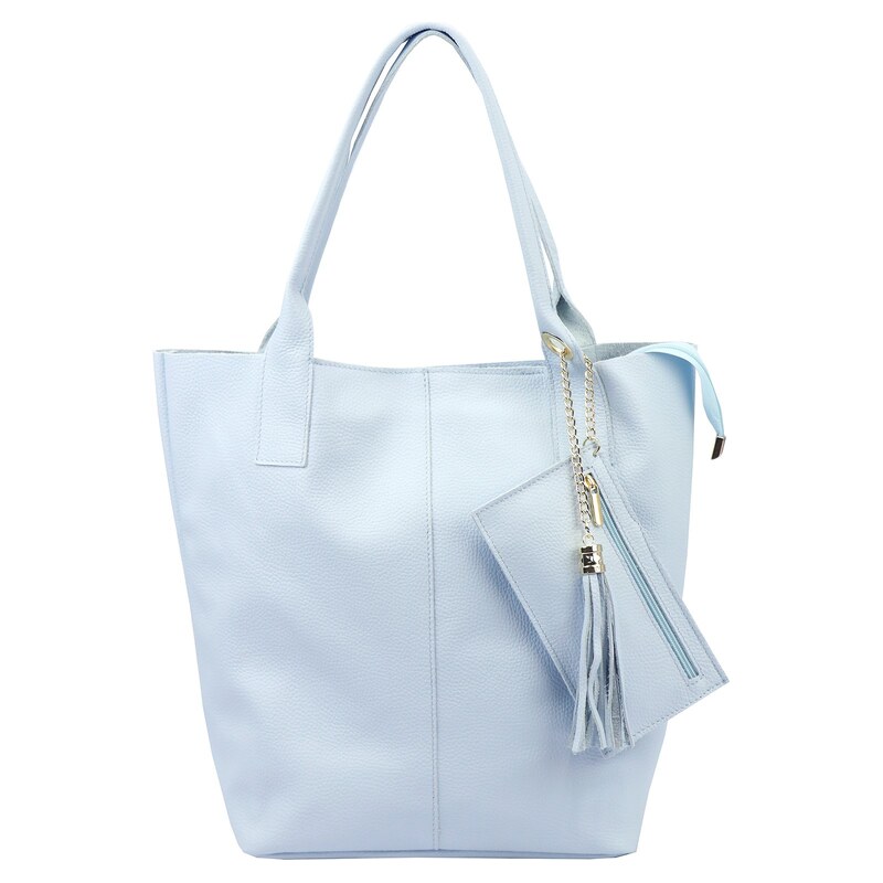 Luka Kožená shopper bag kabelka 26-036 DL světle modrá