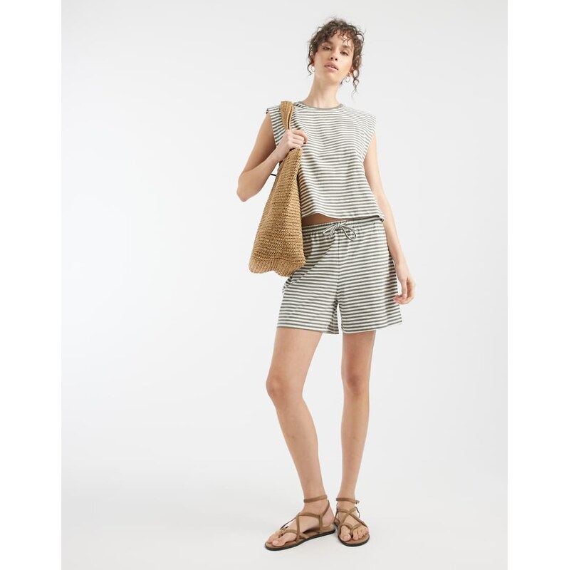 ONLY loose fit shorts co-ord in dark green stripes