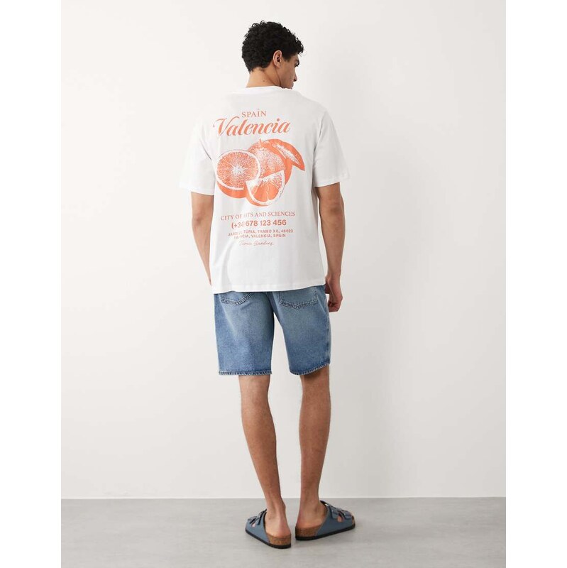 Jack & Jones oversized t-shirt with Valencia backprint in white