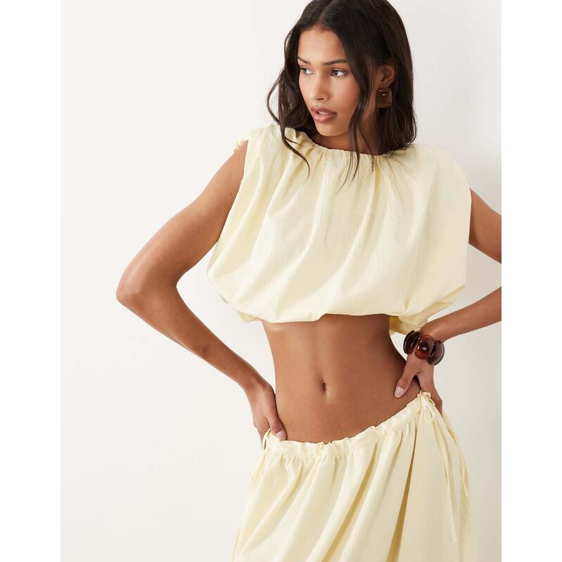 4th & Reckless bubble hem sleeveless top co-ord in lemon-Yellow