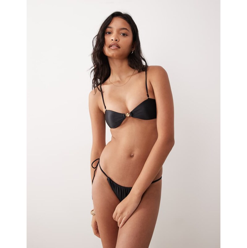 Cotton On bandeau bikini set in black gloss