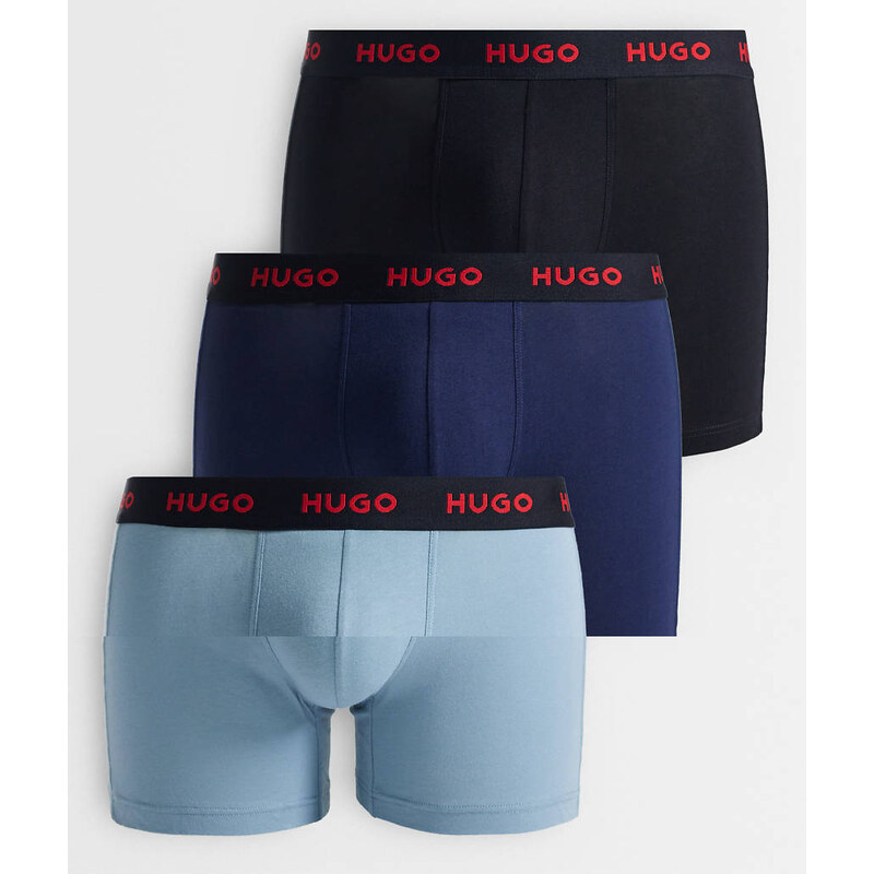 Hugo Red 3 pack logo waistband boxer brief in blue and black