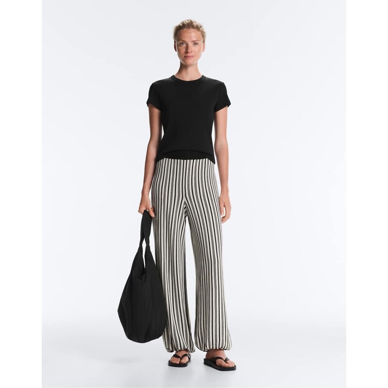 OYSHO Striped knit bloomer trousers in black