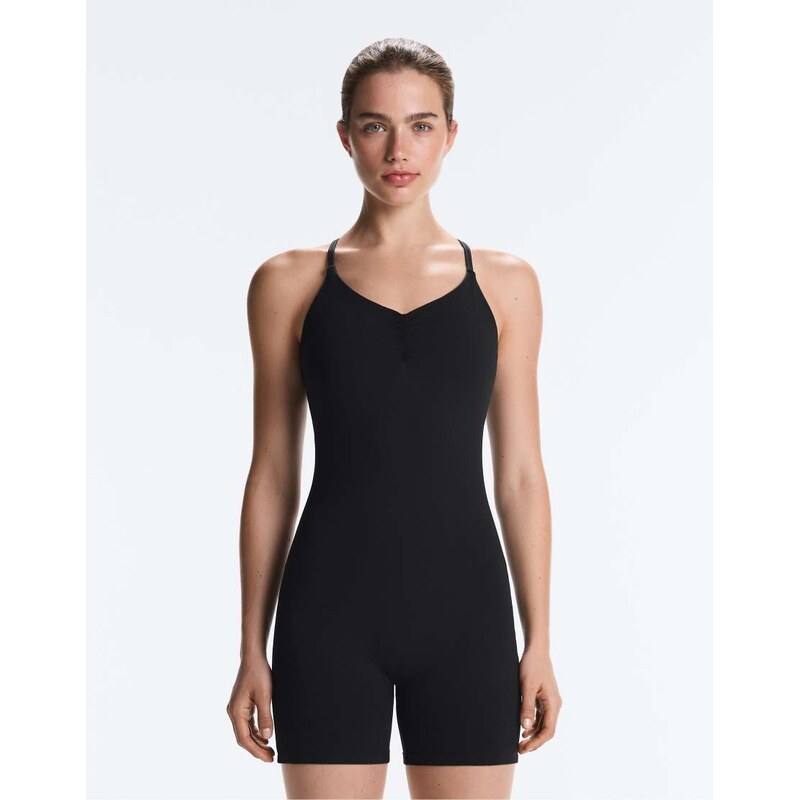 OYSHO Comfortlux short jumpsuit with knot detail in black