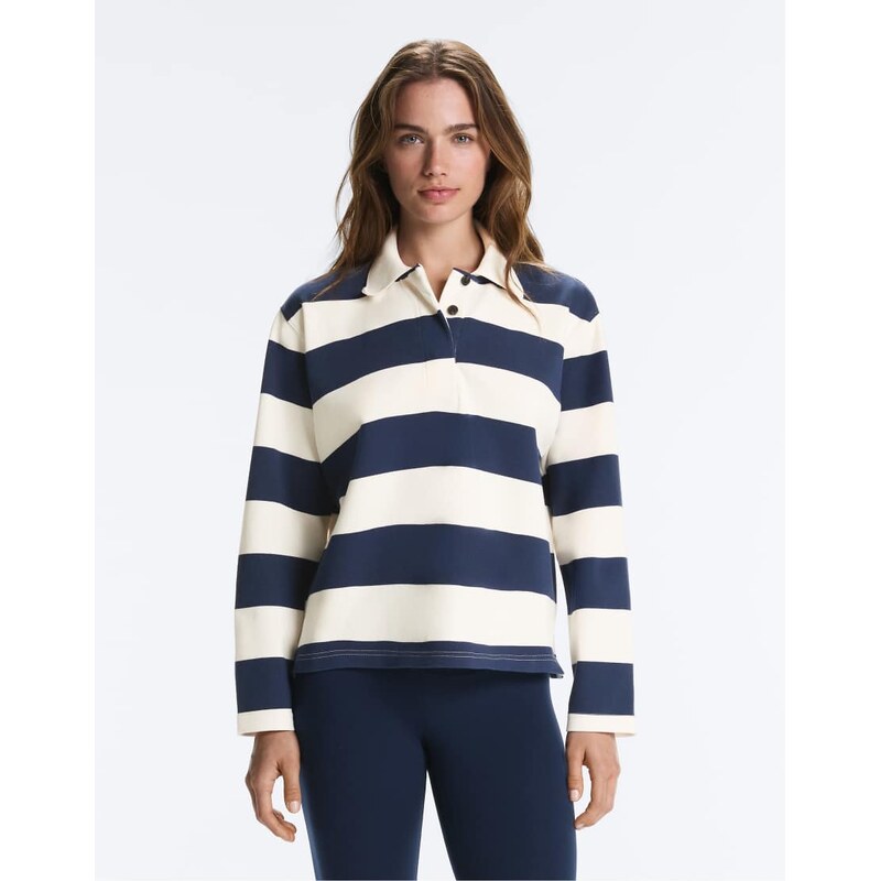 OYSHO Jacquard piqué polo shirt in navy