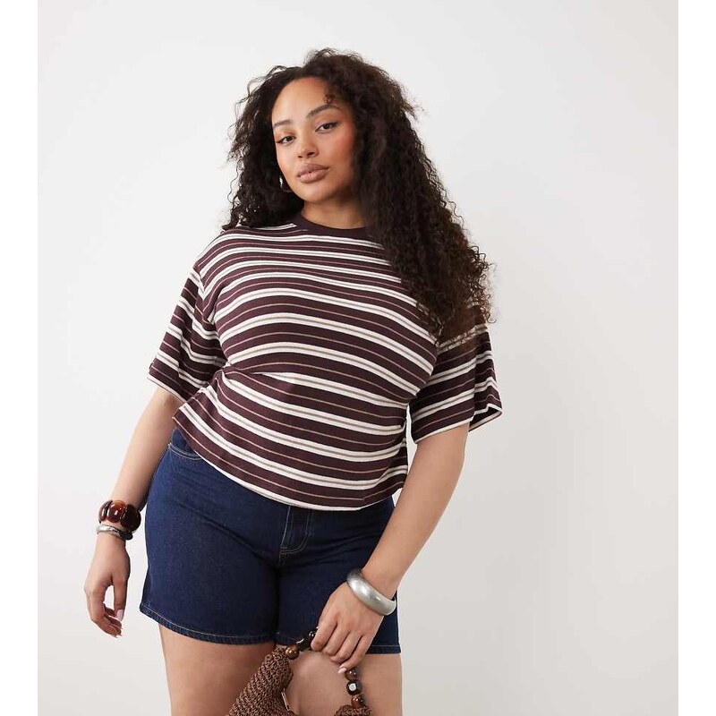ASOS Curve ASOS DESIGN Curve textured knit corset waist t-shirt