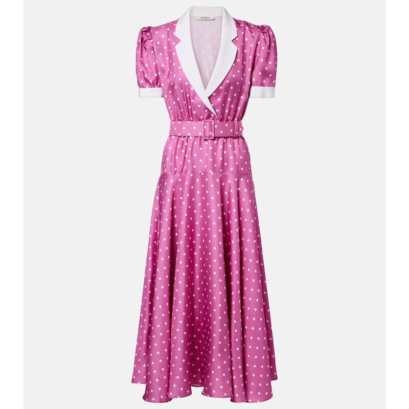 Rodarte Belted polka-dot silk twill midi dress