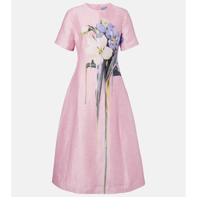 Leo Lin Caroline floral linen-blend midi dress