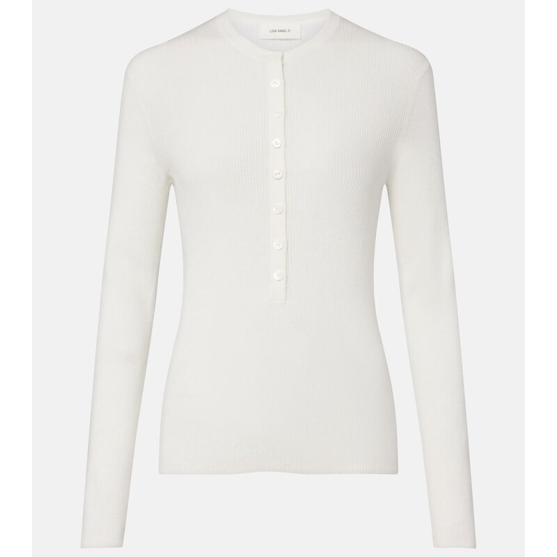 Lisa Yang Airi ribbed-knit cotton and cashmere Henley shirt