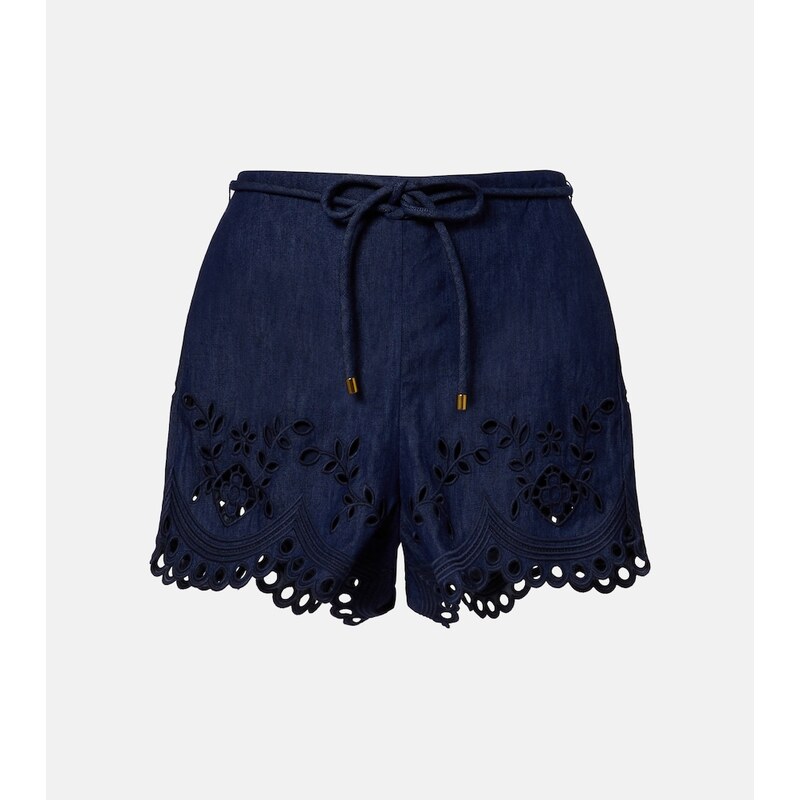 Zimmermann Mahon broderie anglaise denim shorts