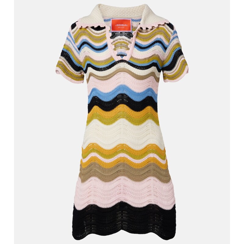 La DoubleJ Chevron crochet cotton polo dress