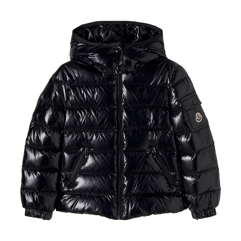Prošívaná bunda Moncler Enfant Bady v barvě černé s výšivkou