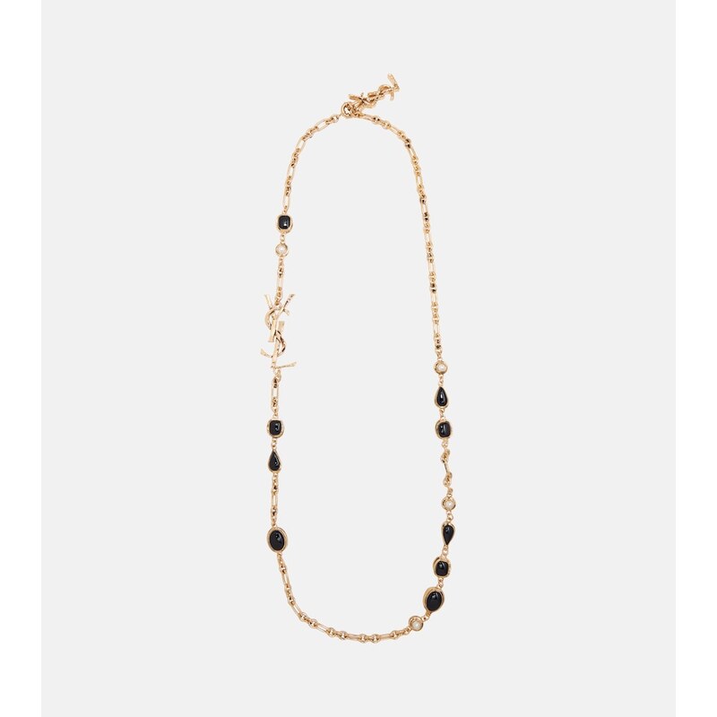Saint Laurent Cassandre embellished chain necklace