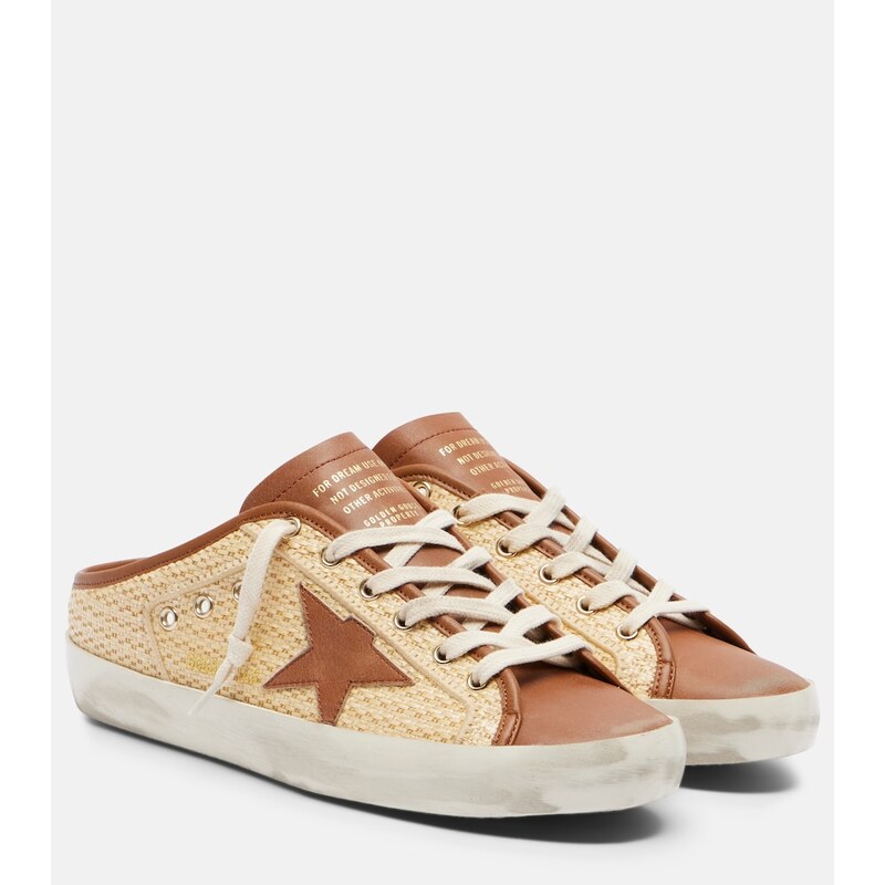 Golden Goose Super-Star raffia and leather mules