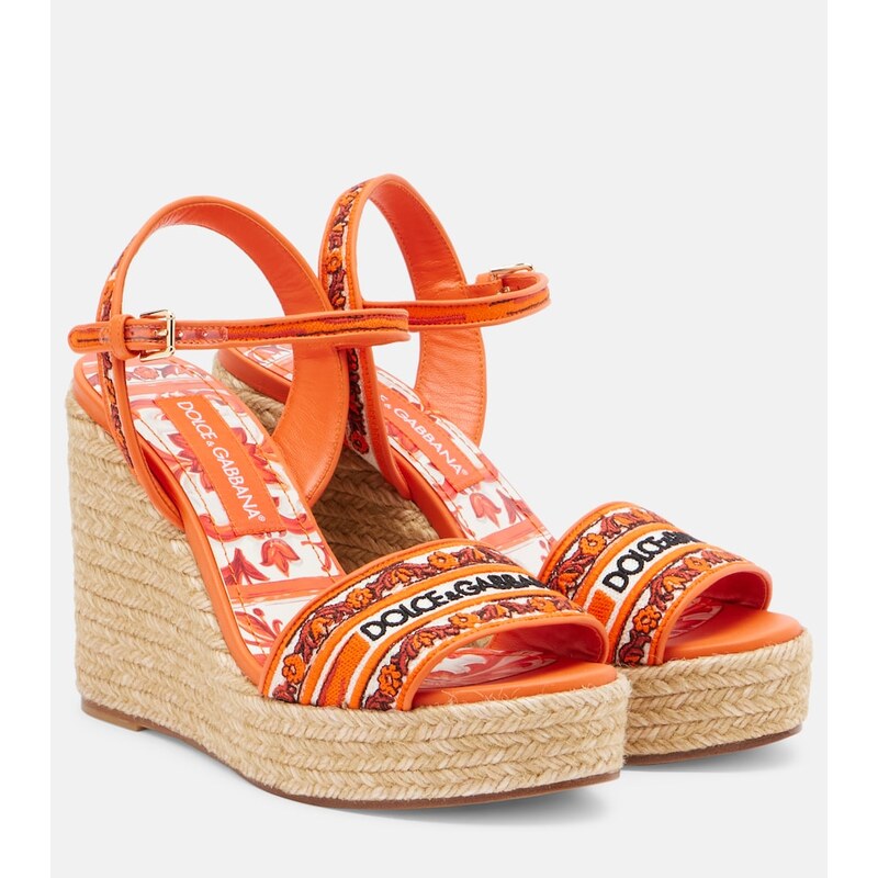 Dolce&Gabbana Embroidered floral espadrille wedges