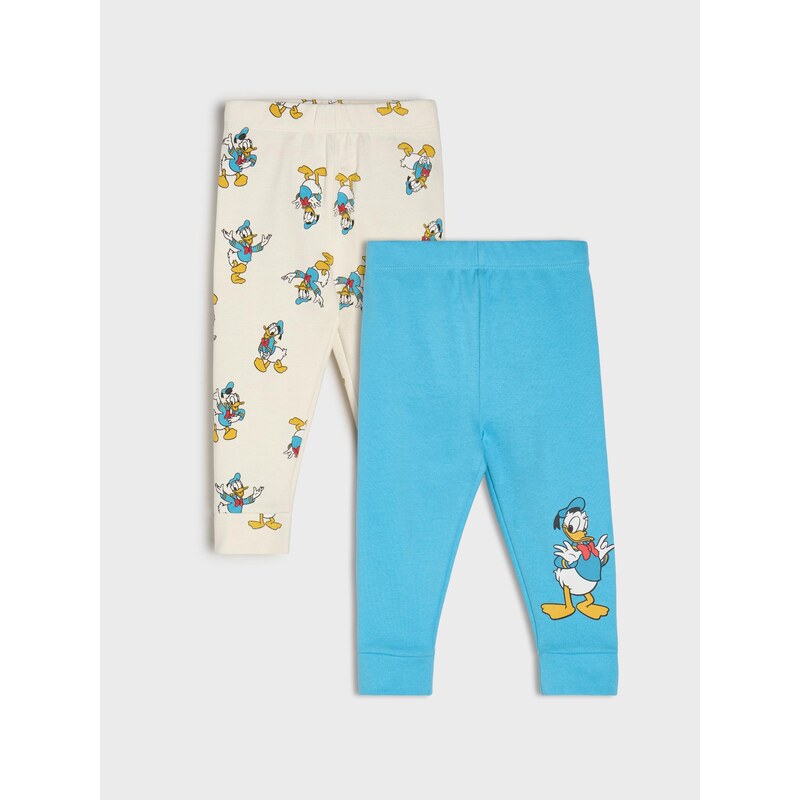 Sinsay - 2 balení bavlněných legín Donald Duck - krémová