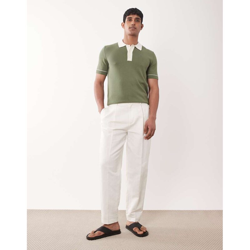 ASOS DESIGN tailored linen rich oversized tapered trousers in