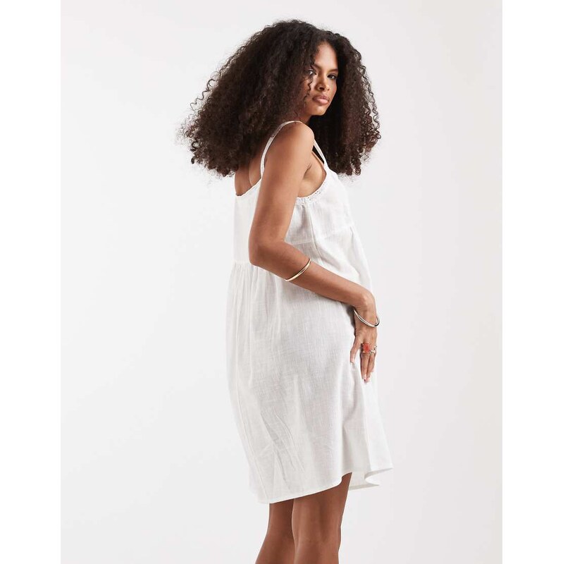 ONLY cotton mini dress with lace detail in white