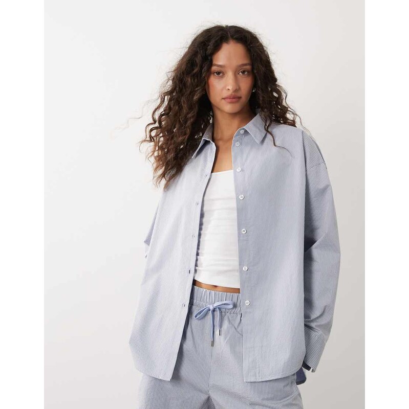 Sweaty Betty Summer Stripe Shirt in blue and white multi