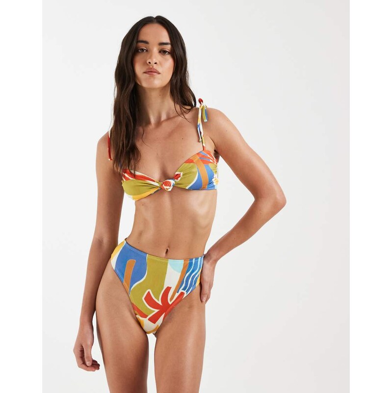 ASOS DESIGN Ava Azores high leg high waist bikini bottom in pop