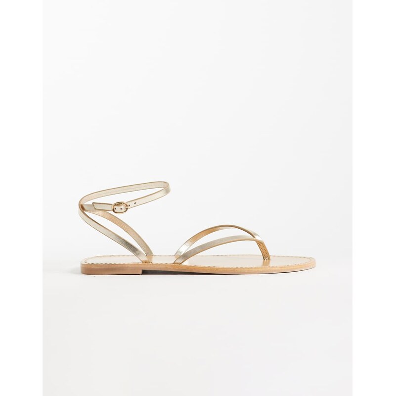 Mango strappy flat sandal in gold