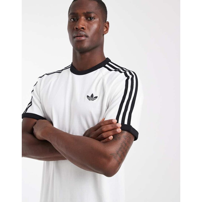 adidas Originals three stripe t-shirt in white
