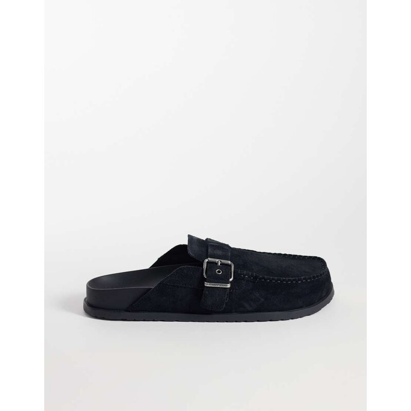 Tommy Jeans real suede mule sandals in black
