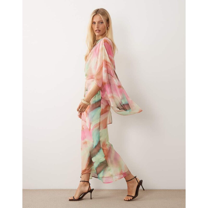 ASOS DESIGN kimono sleeve cape detail draped midaxi dress with