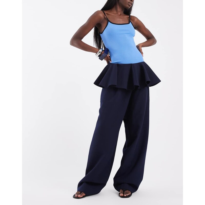 ASOS DESIGN Tailored skirted trouser in navy-No colour