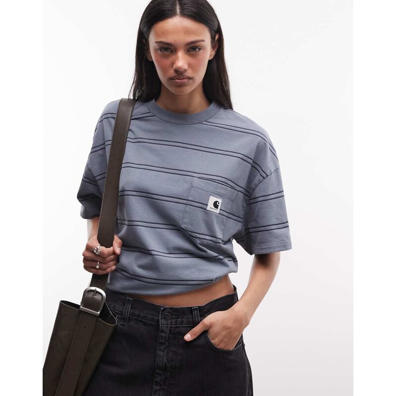 Carhartt WIP bert stripe pocket t-shirt in blue multi