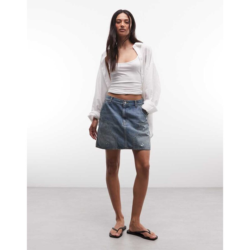 Carhartt WIP maeve double knee denim mini skirt with paint