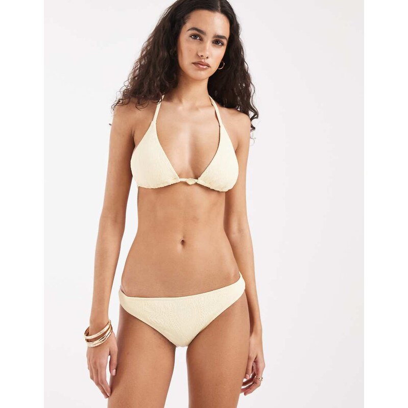 Hollister low waist bikini bottom co-ord in yellow jacquard