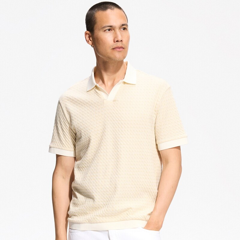 Reserved - Strukturované polo regular fit - béžová